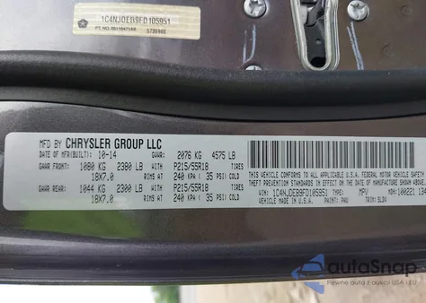 2015 Jeep Compass High Altitude Edition z USA, uszkodzony, nr VIN 1C4NJDEB9FD105951